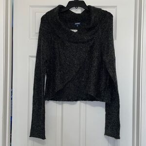 ✨Tildon Charcoal Gray Shimmer Wrap Cowl neck sweater, NWT